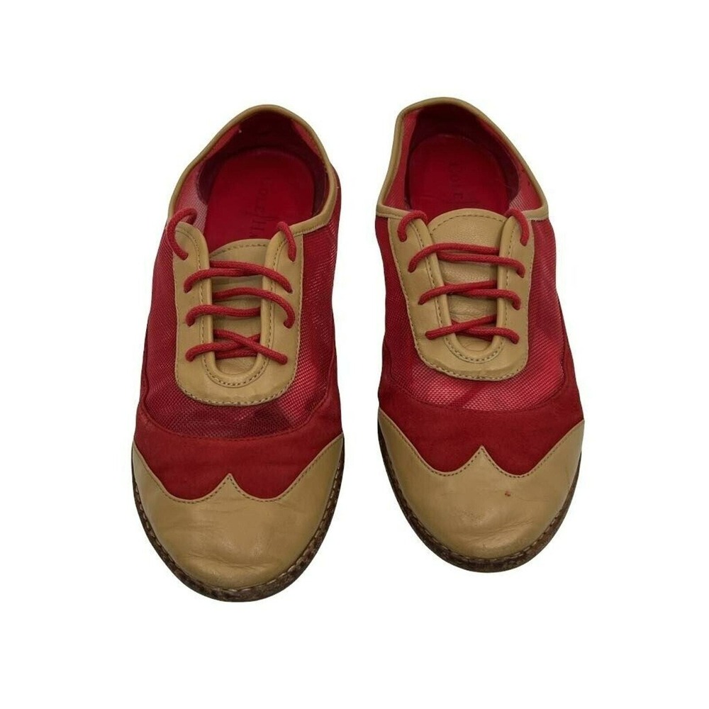Cole Haan Kody Oxford Flats Womens 8.5 B Red Tan Mesh Wingtip Good Condition